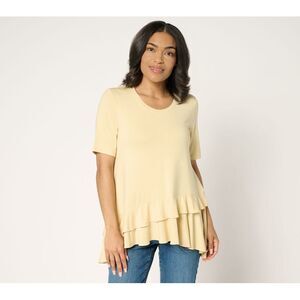 SUNNYLiFE Women's Top Sz XL Rayon 230 Knit Ruffle Hem Yellow A715655